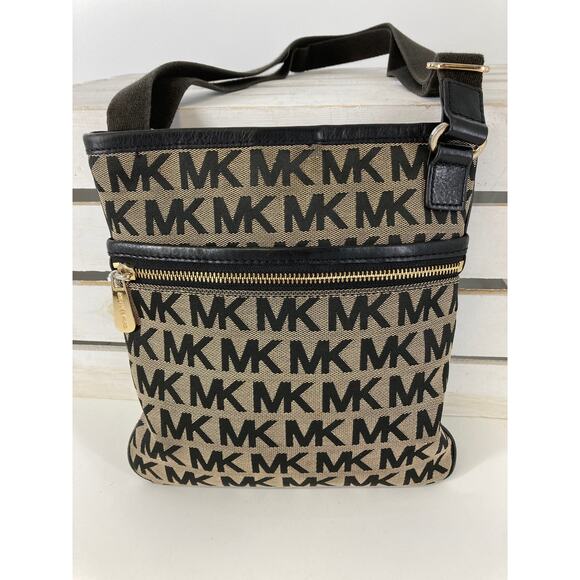 MICHAEL KORS, SMALL CANVAS LEATHER WOMENS SHOULDER BAG ASIS - Picture 1 of 13
